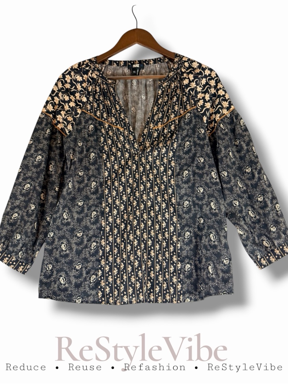 PAIGE Women’s Size XS Top Shirt Blouse Bohemian Floral Style Peasant